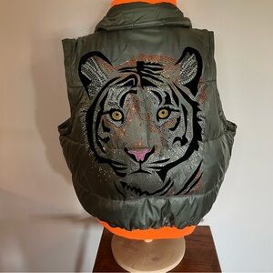 Reversible Green and Orange Puffer Vest